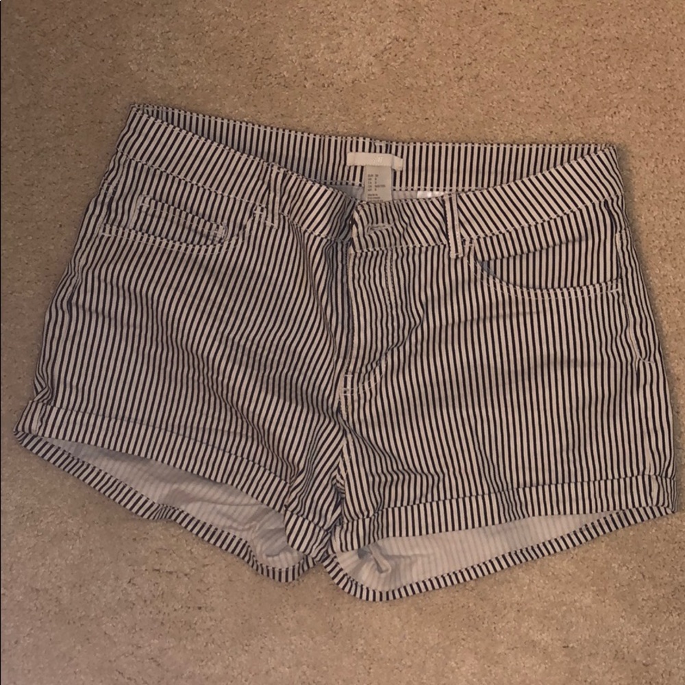 Black and White Striped Shorts
